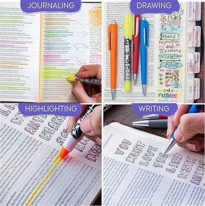 BLIEVE- Bible Study Kit With Gel Highlighters And Pens No Bleed Through, Amazing Bible Highlighter and Pens Fine Tip set Planner Supplies Gifts (10 Pack)