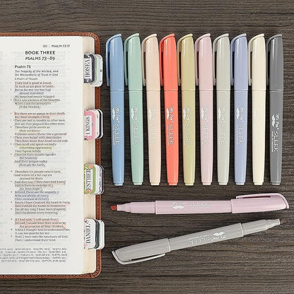 Mr. Pen- Highlighters, 12 Pack, Morandi Colors, Chisel Tip, Bible Highlighter, Aesthetic No Bleed Book Planner Markers, Gift for Christmas