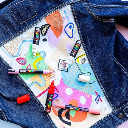 Posca Markers Set, 8 Medium Paint Markers 5M – Metallic Tones – Gold, Silver, Bronze, Metallic Blue, Metallic Green, Metallic Red, Metallic Pink, Metallic Violet