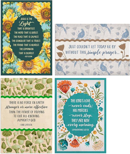 DaySpring - The Lord's Love Never Ends - 4 Floral Desgin Assortment with Scripture - 12 Boxed Praying for You Cards & Envelopes (J9176)
