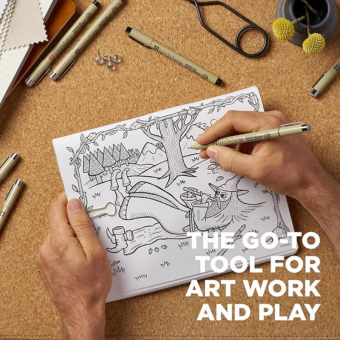 SAKURA Pigma Micron Fineliner Pens - Archival Black Ink Pens - Pens for Writing, Drawing, or Journaling - Assorted Point Sizes - 8 Pack