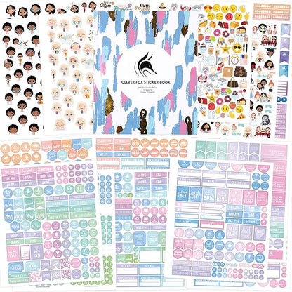 Planner Stickers by Clever Fox - 1,500+ Productivity, Budget, Fitness, Mom, Student, Classic, Number, Holiday Stickers for Your Monthly, Weekly & Daily Planner, Calendar or Journal (Classic Pack)