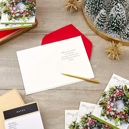 Hallmark Boxed Christmas Cards, Snowy Wreath (40 Cards and Envelopes)