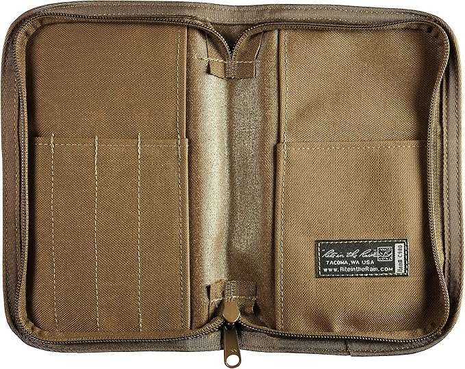Rite in the Rain Weatherproof Side Spiral Kit: Tan CORDURA® Fabric Cover, 4.625" x 7" Tan Notebook, and Weatherproof Pen (No. 973T-KIT)