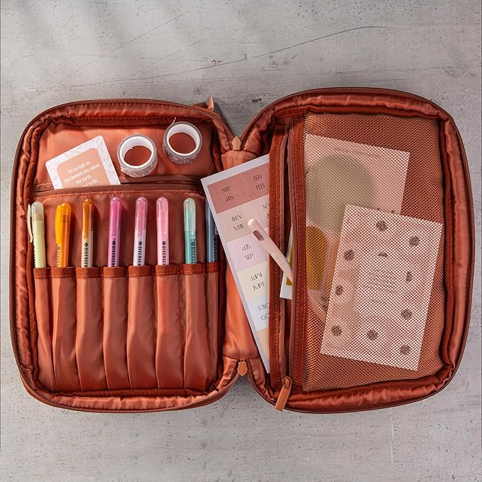 DiverseBee Large Bible Cover with Handles, Bible Carrying Case for Women, Bible Tote Bag, Book Cover, Bible Accessories Gift (Terracotta)