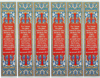 I Know The Plans I Have for You, Bulk Pack of 6 Woven Fabric Christian Bookmarks, Silky Soft Jeremiah 29:11 Flexible Bookmarker for Novels Books and Bibles, Religious Memory Verse Gift